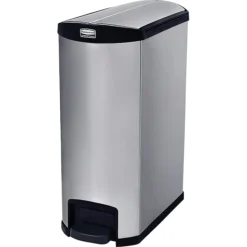 Rubbermaid Slim Jim Stainless Steel Step Trash Can, Black And Metallic, 24 Gal. (1902000)