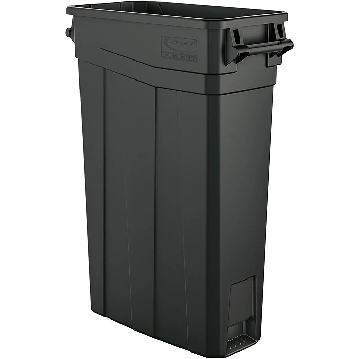 Suncast Commercial Slim Trash Can W/ Handles, 23 Gallon, Gray (TCNH2030)