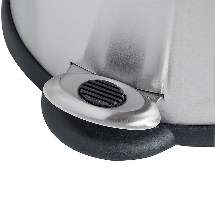 Honey-Can-Do Stainless Steel Oval Step Trash Can With Lid, Silver, 1.32 Gallon (TRS-01448) - Image 2