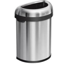 Simplehuman Semi-Round Open Trash Can, Heavy-Gauge Brushed Stainless Steel, 21 Gallon (CW1473)