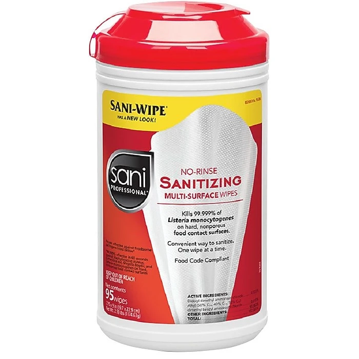Sani Professional Sani-Wipe No-Rinse Multi-Surface Sanitizing Wipe, 95/Pack, 6/Count (P56784CT)