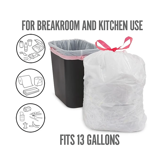 Perk™ 13 Gallon Kitchen Trash Bag, 0.9 Mil, White, 120 Bags/Box (PK56750) - Image 3