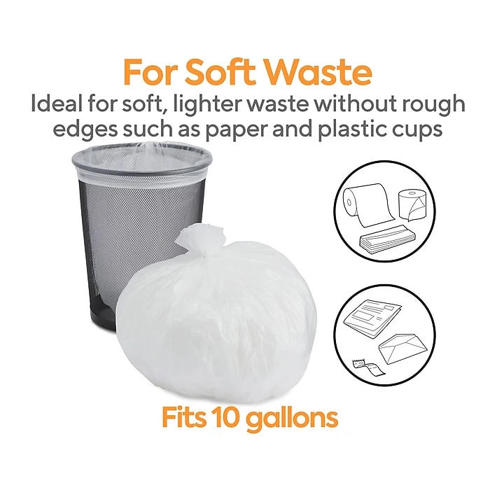 Coastwide Professional™ 7-10 Gal. Trash Bags, High Density, 8 Mic, Natural, 50 Bags/Roll, 20 Rolls (CW25412) - Image 3