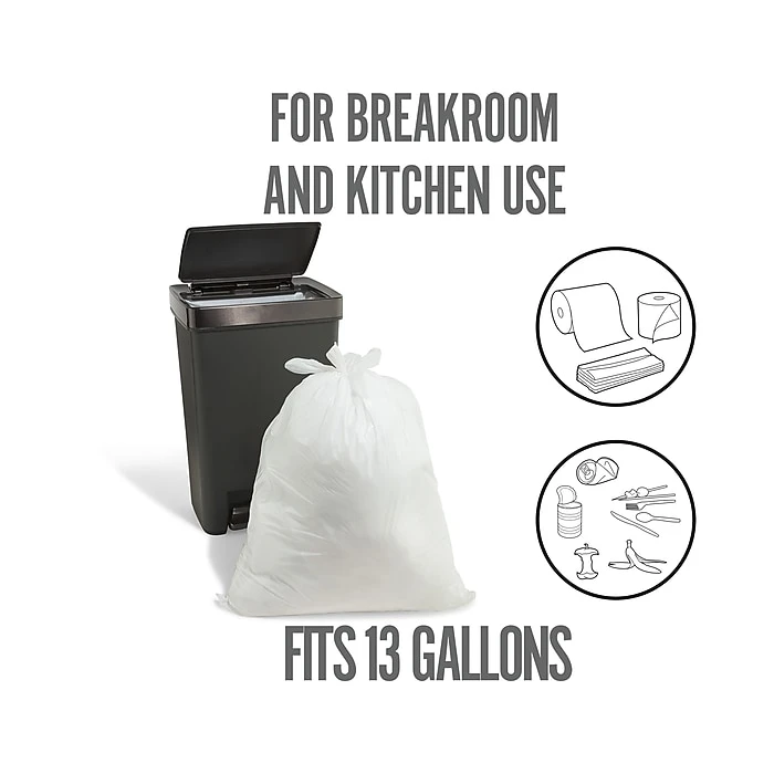 Perk™ 13 Gallon Kitchen Trash Bag, 0.9 Mil, White, 80 Bags/Carton (PK56749) - Image 2