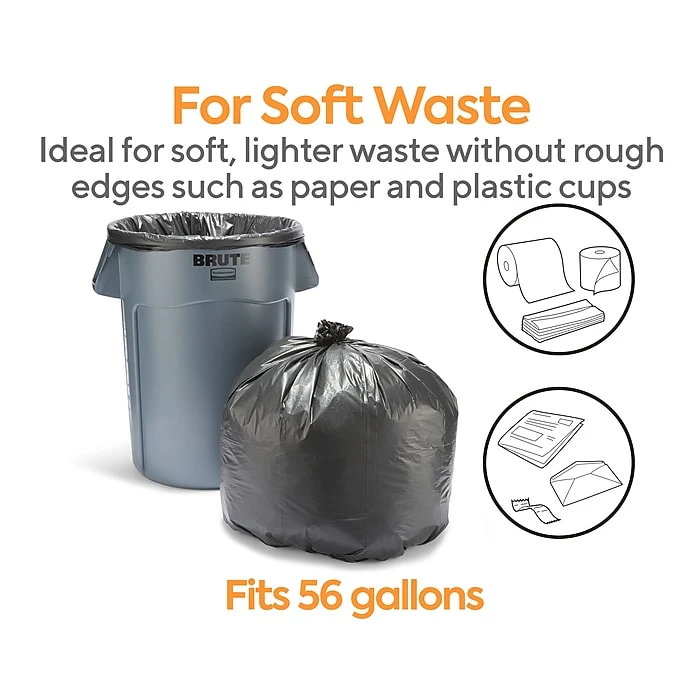 Coastwide Professional™ 50-56 Gal. Trash Bags, High Density, 16 Mic., Black, 25 Bags/Roll, 8 Rolls (CW57392) - Image 3