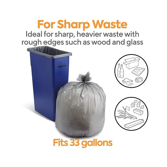 Coastwide Professional™ 30-33 Gal. Trash Bags, Low Density, 1.5 Mil, Silver, 100/Carton (CW18186) - Image 3