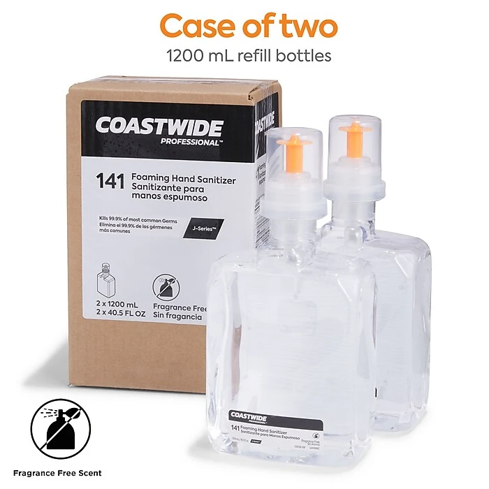 Coastwide Professional™ 70% Alcohol Foaming Hand Sanitizer Refill For J-Series, 1200 ML, 2/Carton (CWJSR-HSF) - Image 3