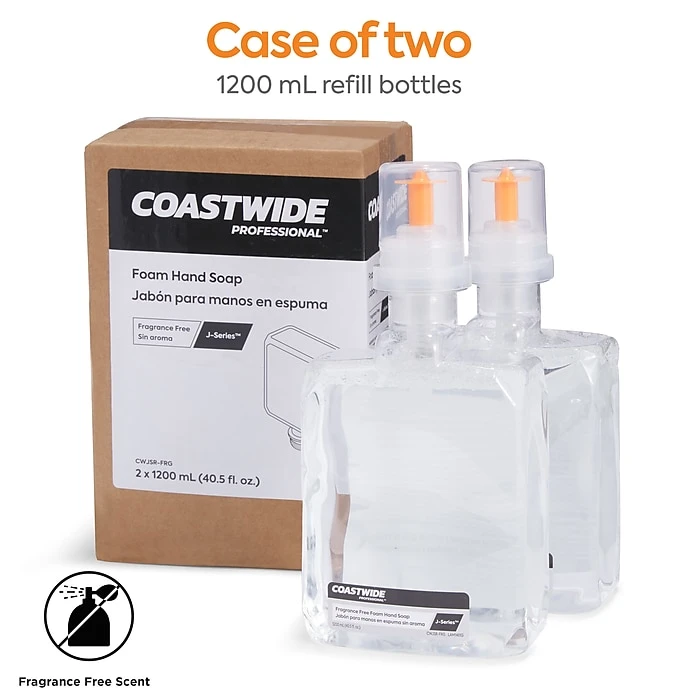 Coastwide Professional™ J-Series Foam Hand Soap, Fragrance-Free, 1200 ML, 2/Carton (CWJSR-FRG) - Image 3