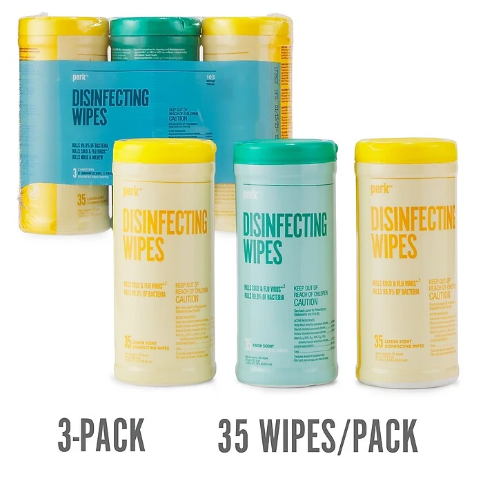 Perk™ Disinfecting Wipes, Fresh & Lemon Scent, 35 Wipes/Container, 3/Pack (PK56666) - Image 4