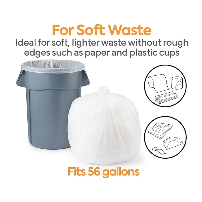 Coastwide Professional™ 50-56 Gal. Trash Bags, High Density, 16 Mic., Natural, 25 Bags/Roll, 8 Rolls (CW18205) - Image 3