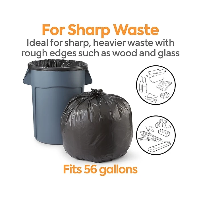 Coastwide Professional™ 50-56 Gal. Trash Bags, Low Density, 0.95 Mil, Black, 100/Carton (CW18194) - Image 3