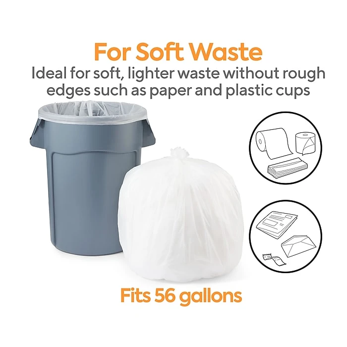 Coastwide Professional™ 50-56 Gal. Trash Bags, High Density, 22 Mic., Natural, 25 Bags/Roll, 6 Rolls (CW19244) - Image 3