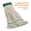 Coastwide Professional™ Looped-End Wet Mop Head, Medium, Cotton, 5" Headband, White (CW57749)