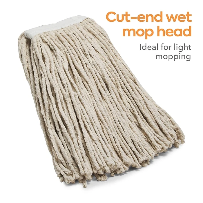 Coastwide Professional™ Cut-End Wet Mop Head, #24, Cotton, 1" Headband, White (CW57744) - Image 10