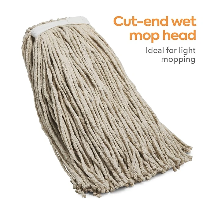 Coastwide Professional™ Cut-End Wet Mop Head, #24, Cotton, 1" Headband, White (CW57744) - Image 11