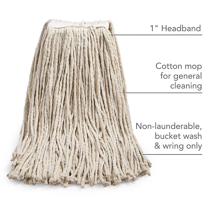 Coastwide Professional™ Cut-End Wet Mop Head, #24, Cotton, 1" Headband, White (CW57744) - Image 2