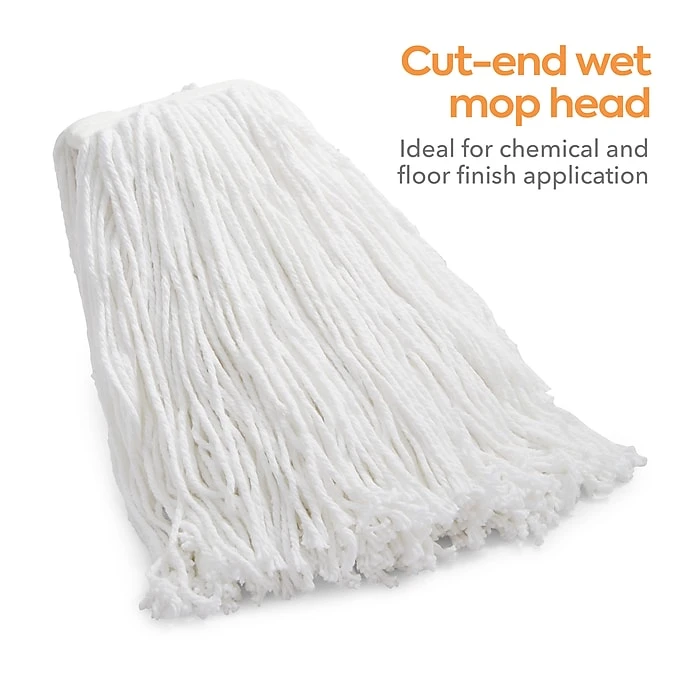 Coastwide Professional™ Cut-End Wet Mop Head, #24, Cotton, 1" Headband, White (CW57744) - Image 8