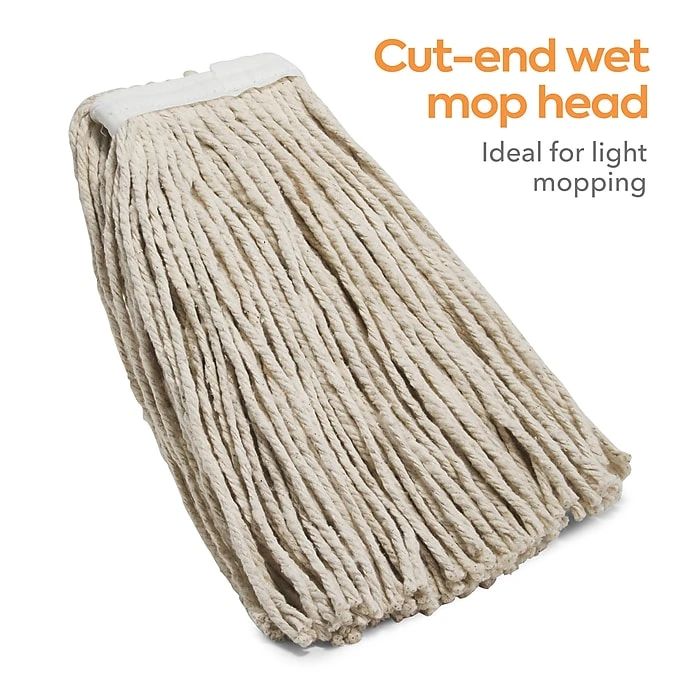 Coastwide Professional™ Cut-End Wet Mop Head, #24, Cotton, 1" Headband, White (CW57744) - Image 9