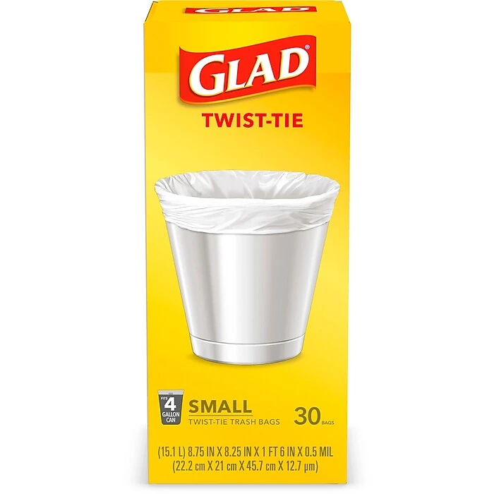 Glad Small Trash Bags - 4 Gallon - 30 Count (78817) - Image 6