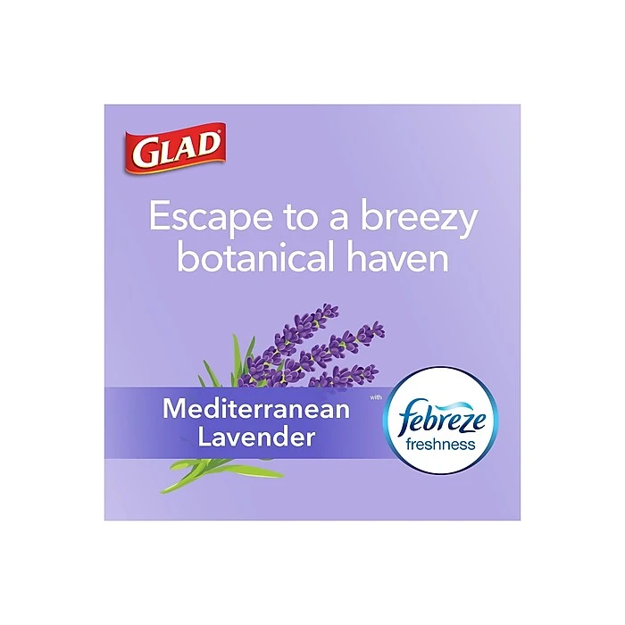 Glad ForceFlex Tall Kitchen Drawstring White Trash Bags, 13 Gallon, Mediterranean Lavender Scent, 110 Bags/Box (79157) - Image 3