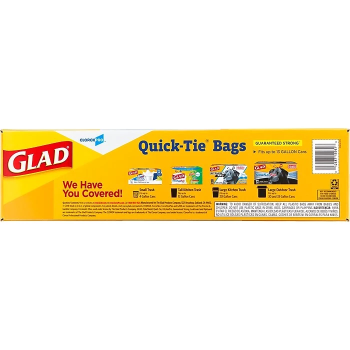 Glad® Quick-Tie® Tall Kitchen CloroxPro™ Trash Bags - 13 Gallon - 200 Count (15931) - Image 7