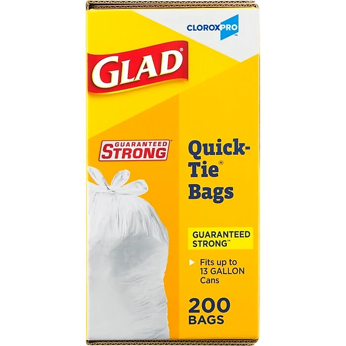 Glad® Quick-Tie® Tall Kitchen CloroxPro™ Trash Bags - 13 Gallon - 200 Count (15931) - Image 8