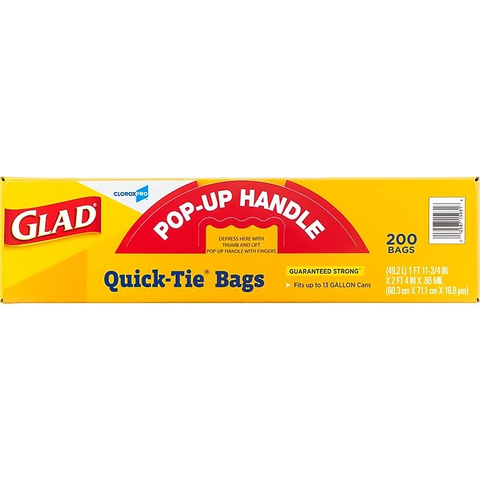 Glad® Quick-Tie® Tall Kitchen CloroxPro™ Trash Bags - 13 Gallon - 200 Count (15931) - Image 9