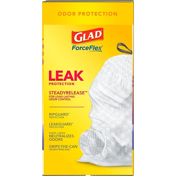 Glad ForceFlex Tall Kitchen Drawstring White Trash Bags, 13 Gallon, Mediterranean Lavender Scent, 110 Bags/Box (79157) - Image 9