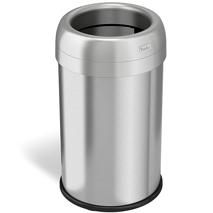 Halo Stainless Steel Round Open Top Trash Can With Dual AbsorbX Odor Control System, Silver, Silver, 13 Gal. (OT13STR) - Image 6