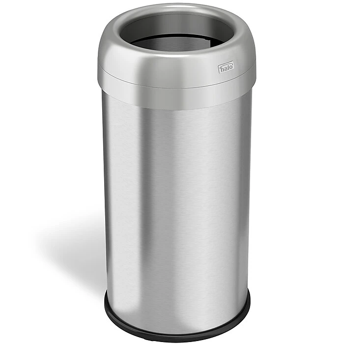 Halo Stainless Steel Round Open Top Trash Can With Dual AbsorbX Odor Control System, Silver, Silver, 13 Gal. (OT13STR) - Image 7
