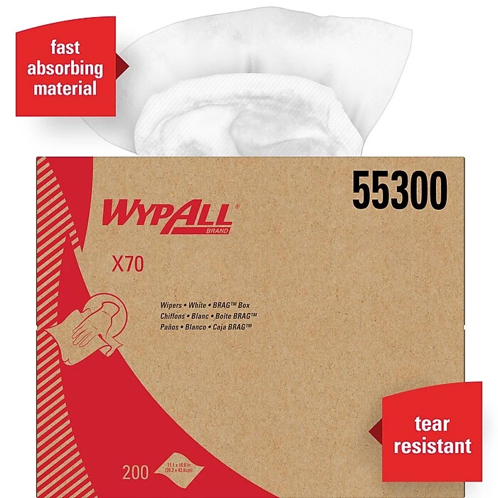 WypAll® X70 Center-Pull, 1-Ply, Cloth Paper Towels, 200/Box (55300) - Image 3