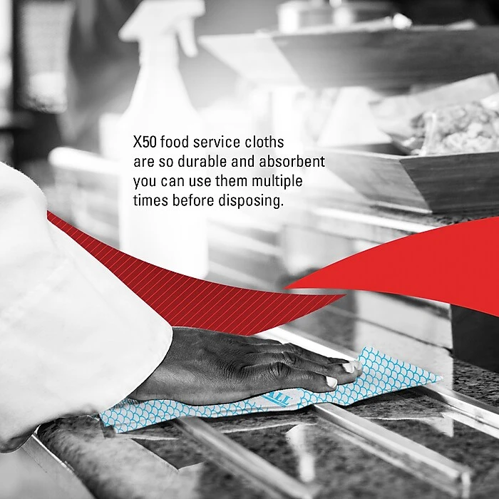 WypAll HydroKnit Heavy-Duty Fabric Foodservice Cloth, Blue, 100/Carton (51633) - Image 6