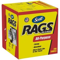 Scott Rags In A Box Fabric Wipers, White, 200 Wipers/Box, 8 Boxes/Carton (75260)
