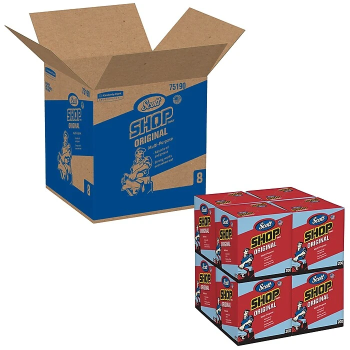 Scott Shop Towels Wipers, Blue, 200 Wipers/Box, 8 Boxes/Carton (75190) - Image 3