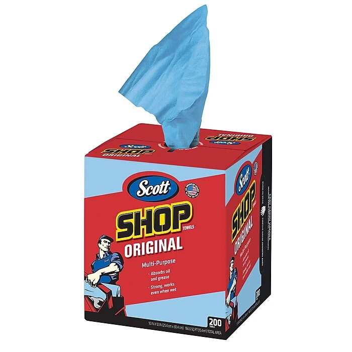 Scott Shop Towels Wipers, Blue, 200 Wipers/Box, 8 Boxes/Carton (75190) - Image 4