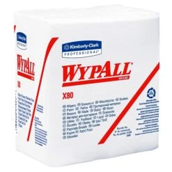 Wypall X80 Hydroknit Wipes, 1/4-Fold, 12 1/2 X 13, White, 50/Bx, 4 Boxes/Ct