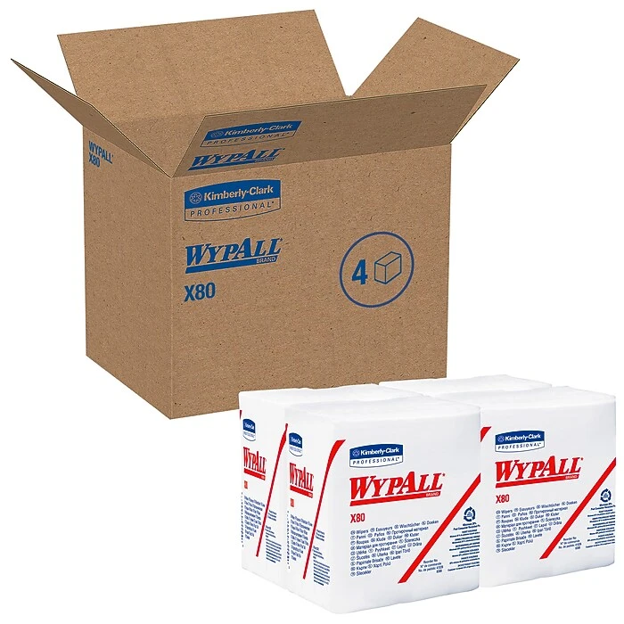 Wypall X80 Hydroknit Wipes, 1/4-Fold, 12 1/2 X 13, White, 50/Bx, 4 Boxes/Ct - Image 3