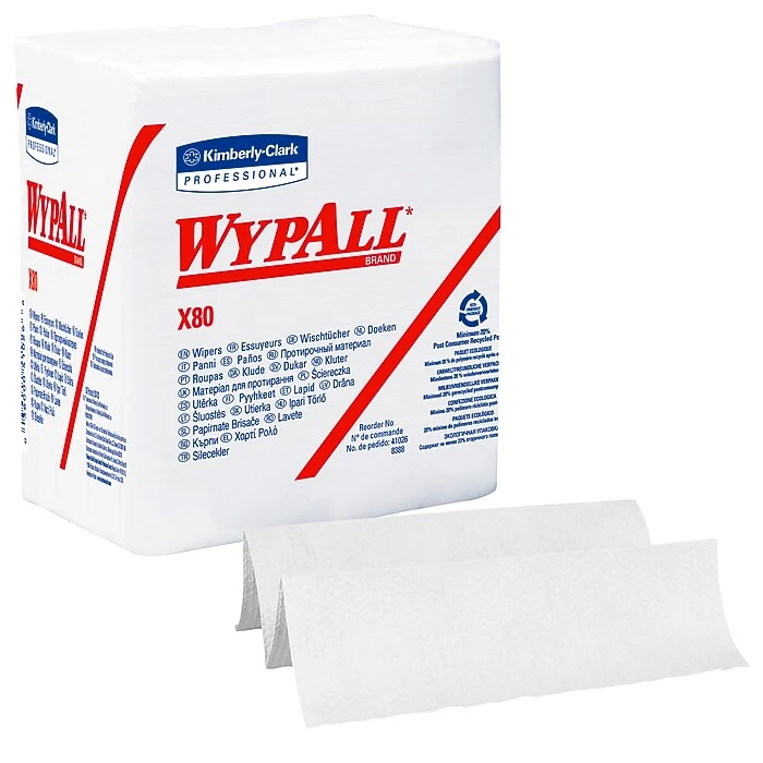 Wypall X80 Hydroknit Wipes, 1/4-Fold, 12 1/2 X 13, White, 50/Bx, 4 Boxes/Ct - Image 4