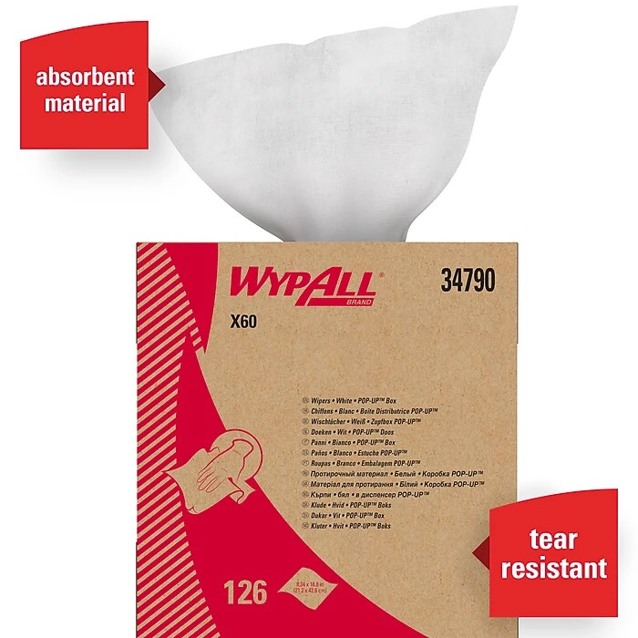 WypAll X60 Hydroknit Wipers, White, 126 Wipes/Box (34790) - Image 2