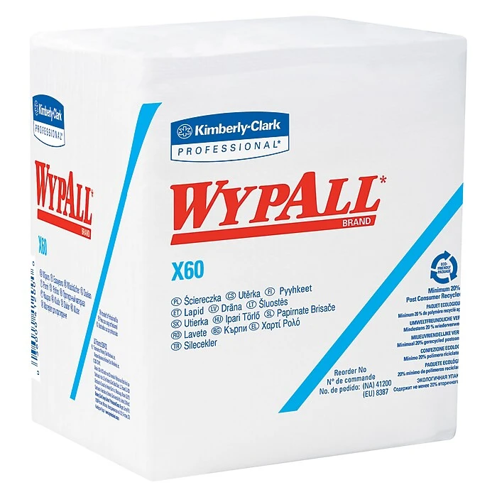 WypAll X60 Nylon Wipers, White, 76 Wipers/Pack, 12 Packs/Carton (34865)