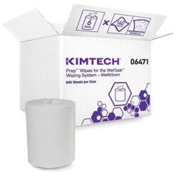Kimtech WetTask Polypropylene Wipers, White, 90/Roll, 6 Rolls/Carton (06471)