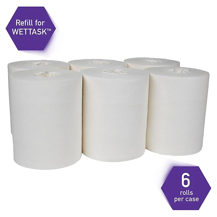 Kimtech WetTask Polypropylene Wipers, White, 90/Roll, 6 Rolls/Carton (06471) - Image 2