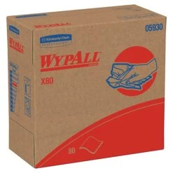 WYPALL X80 Shop Towel Replacement Wiper, Red, POP-UP Box, 9-1/10"x16-4/5", 80/Box, 5 Box/Carton