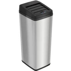 ITouchless Stainless Steel Sliding Lid Sensor Trash Can With AbsorbX Odor Control System, 14 Gal., Silver(IT14SC)