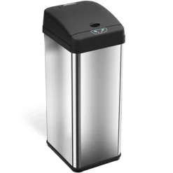 ITouchless Stainless Steel Sensor Trash Can With Wide Lid Opening And AbsorbX Odor Control System, 13 Gal., Silver (IT13MX)