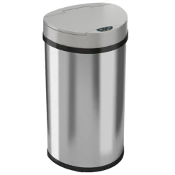 ITouchless Stainless Steel Semi-Round Sensor Trash Can With Extra-Wide Lid And AbsorbX Odor Control, 13 Gal., Silver(IT13HX)