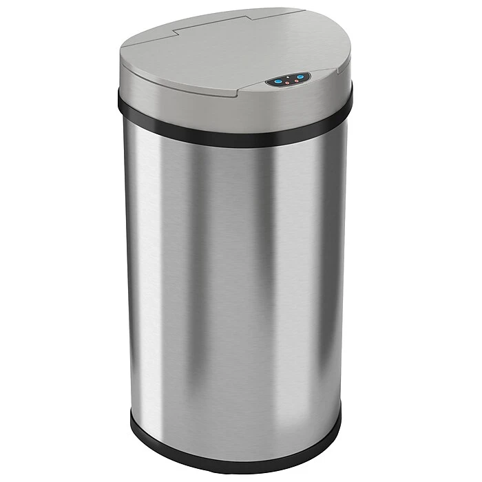 ITouchless Stainless Steel Semi-Round Sensor Trash Can With Extra-Wide Lid And AbsorbX Odor Control, 13 Gal., Silver(IT13HX)