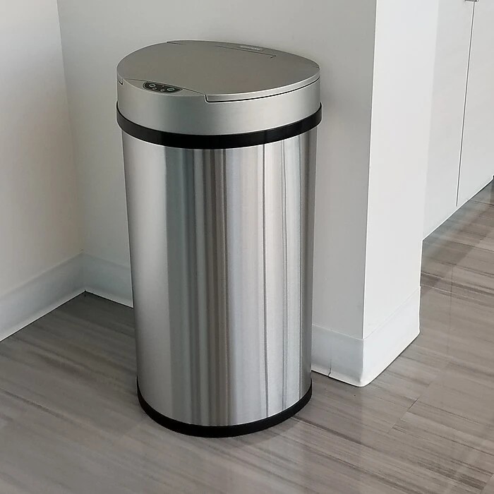 ITouchless Stainless Steel Semi-Round Sensor Trash Can With Extra-Wide Lid And AbsorbX Odor Control, 13 Gal., Silver(IT13HX) - Image 4