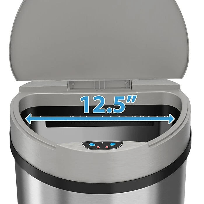 ITouchless Stainless Steel Semi-Round Sensor Trash Can With Extra-Wide Lid And AbsorbX Odor Control, 13 Gal., Silver(IT13HX) - Image 6