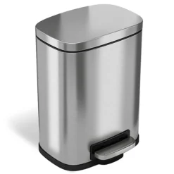 ITouchless SoftStep Stainless Steel Rectangular Step Pedal Trash Can With Removable Inner Bin, 1.32 Gal., Silver (PC05RSS)